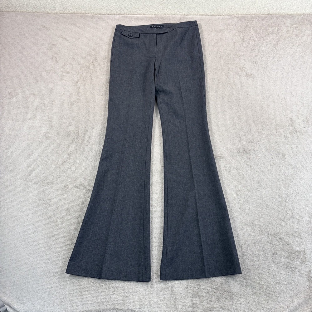 Theory‎ Cirrina Dress Trousers Flare Pants Women 0 Grey Stretch Wool Office Work